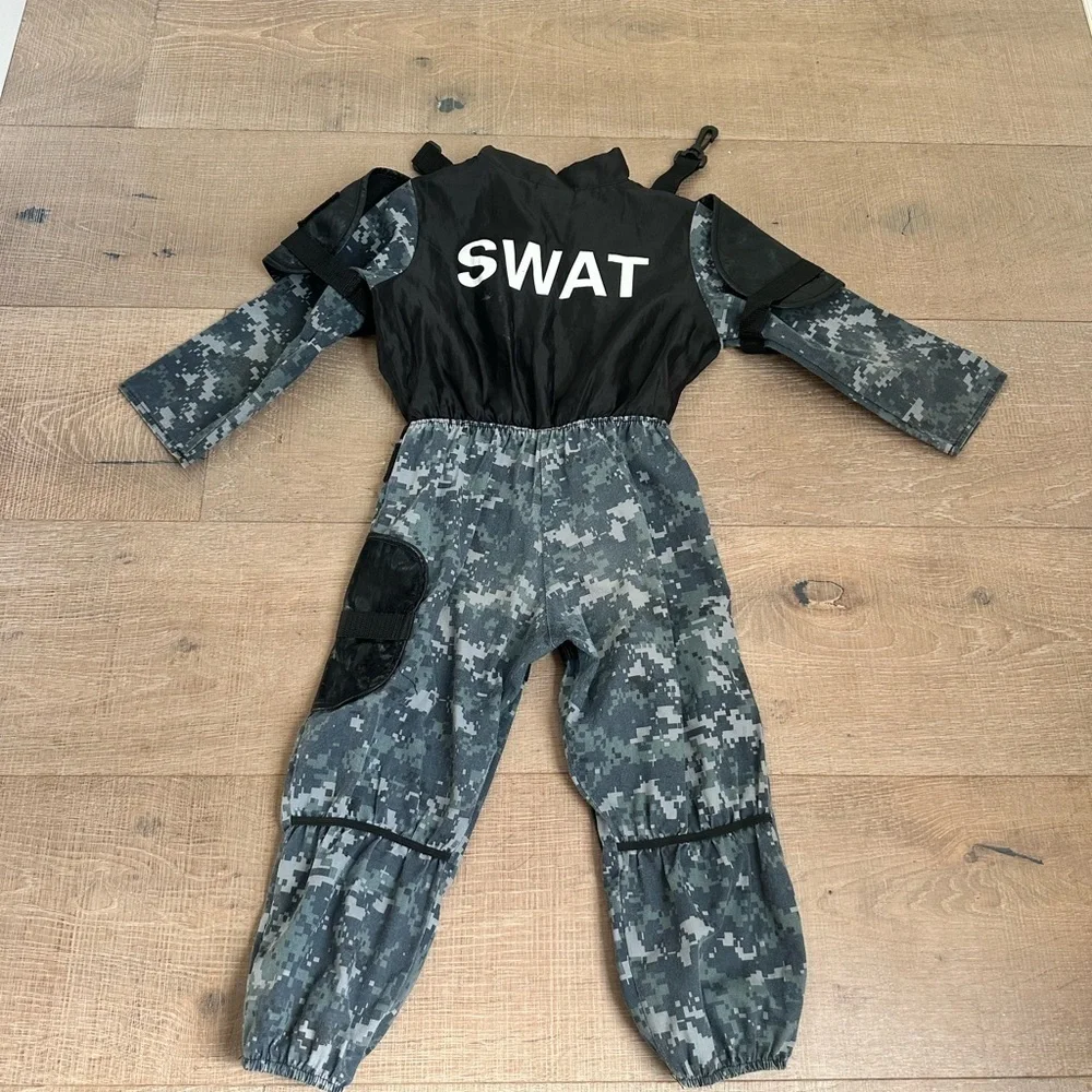 Kids SWAT Police Costume - Black and Gray